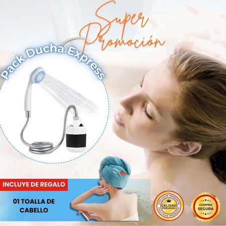 NUEVA DUCHA PORTATIL PREMIUM + REGALO 1 TOALLA DE CABELLO