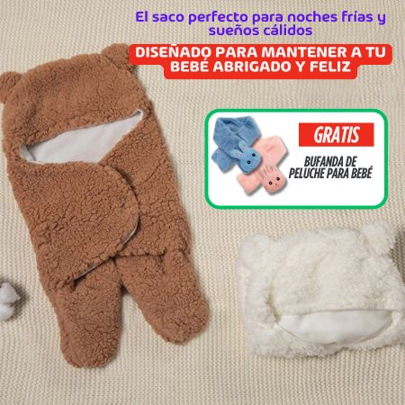 NUEVO SET DULCES SUEÑOS PARA BEBÉ (SACO DE DORMIR 100% SUAVE + BUFANDA PELUCHE)