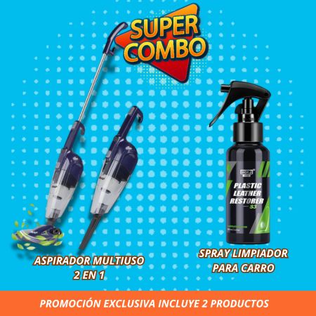 NUEVO SET DE ASPIRADORA + SPRAY LIMPIADOR DE CARRO